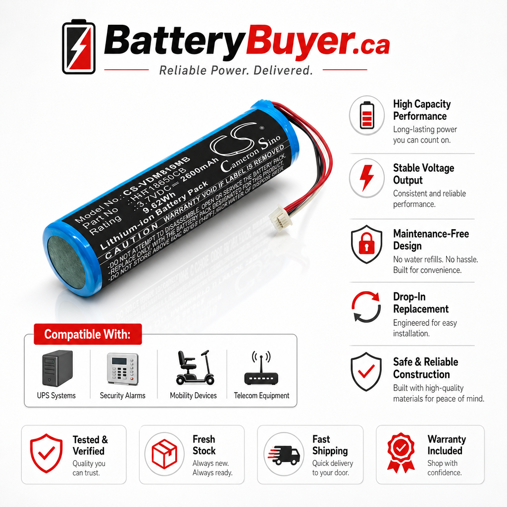 Li-ion Battery fits Vtech, Vm819 3.7V, 2600mAh / 9.62Wh BabyPhone Cameron Sino Technology Limited